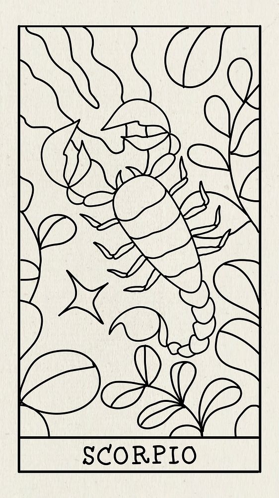 Scorpio iPhone wallpaper, zodiac tarot card design
