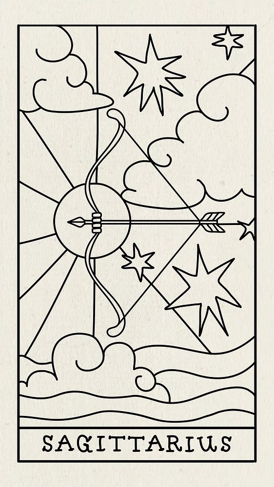 Horoscope Sagittarius mobile wallpaper psd, doodle design illustration