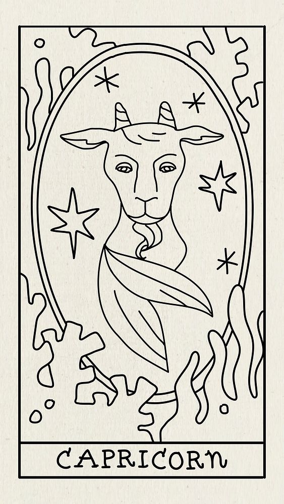 Capricorn mobile phone wallpaper, zodiac sign illustration