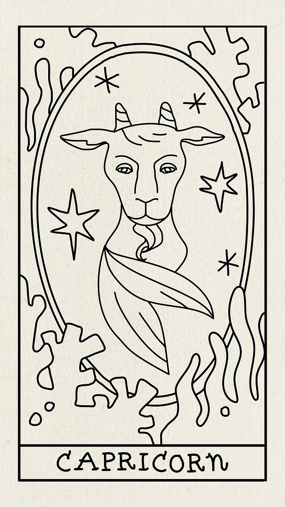 Capricorn mobile phone wallpaper, zodiac sign illustration psd