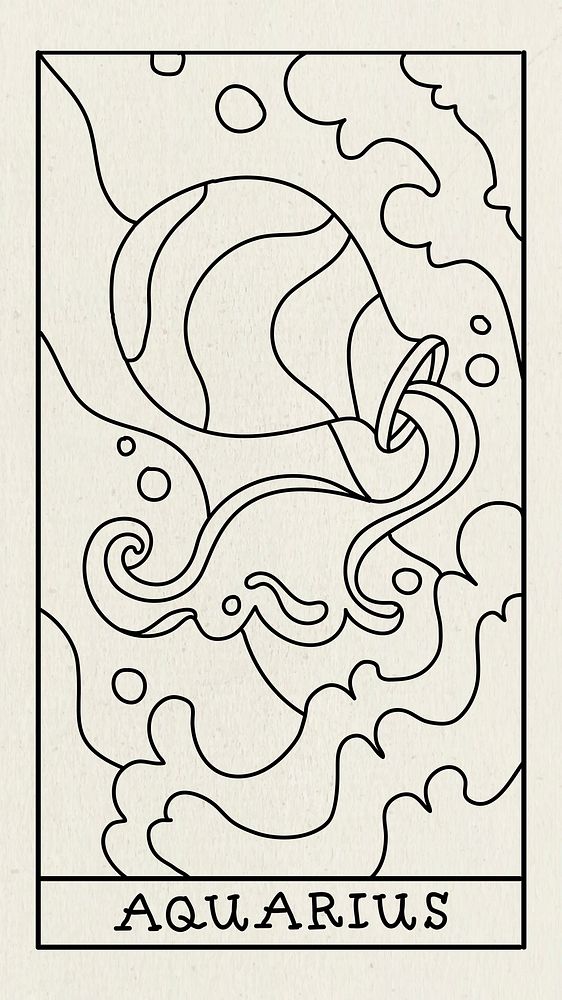 Abstract Aquarius iPhone wallpaper, doodle line art illustration
