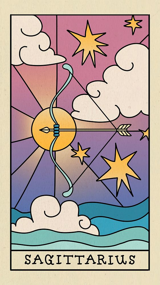 Abstract Sagittarius iPhone wallpaper, sunshine ocean illustration psd