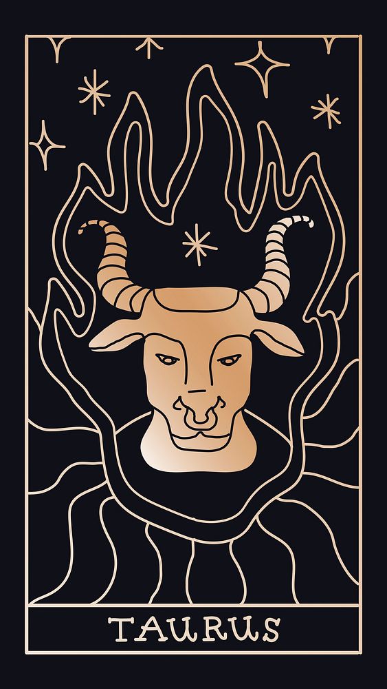 Aesthetic Taurus mobile phone wallpaper, zodiac sign design