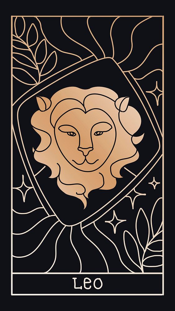 Leo doodle design iPhone wallpaper, animal zodiac sign psd