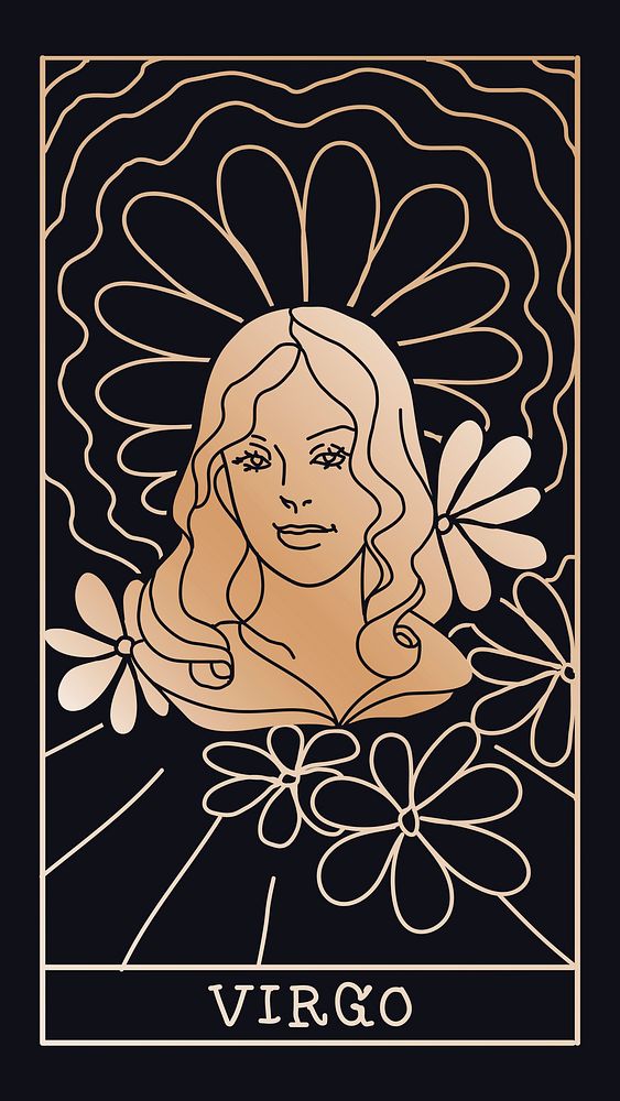 Feminine iPhone wallpaper, Virgo zodiac illustration
