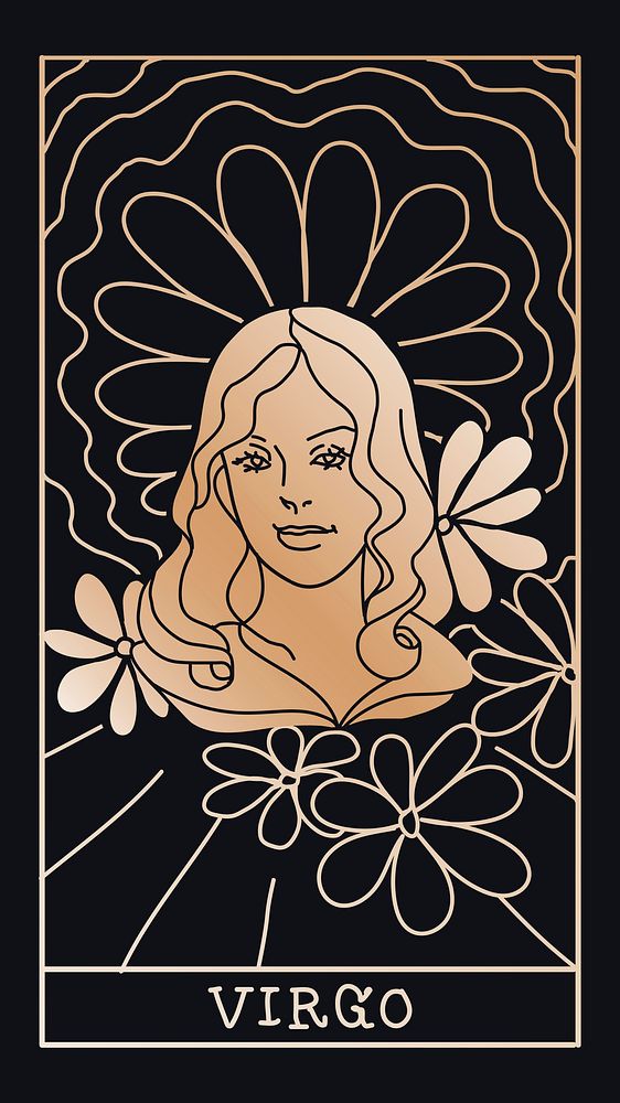 Virgo iPhone wallpaper, feminine zodiac illustration psd