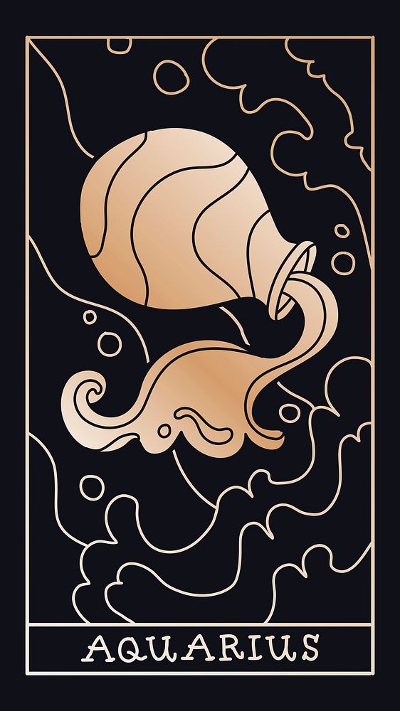 Aesthetic Aquarius Android wallpaper, doodle zodiac design vector