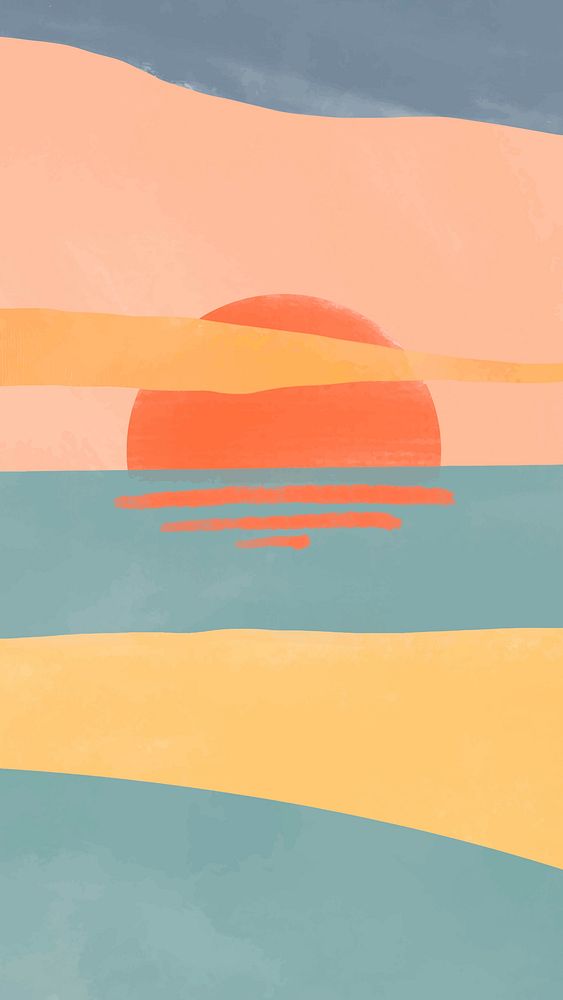Sea view mobile wallpaper sunset reflection vector