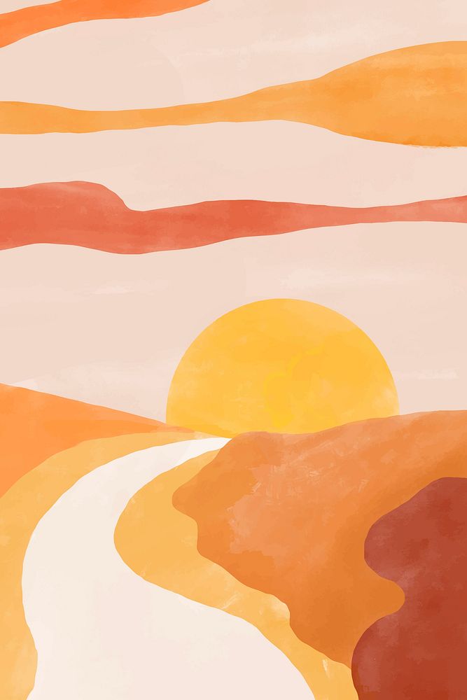 Summer landscape sunset aesthetic background vector