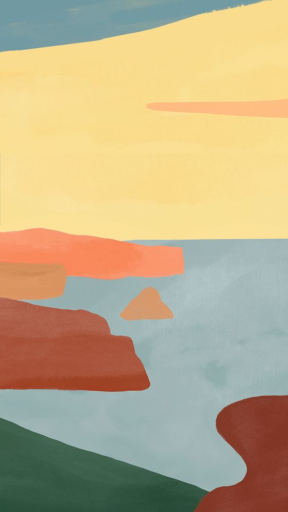 Abstract landscape mobile wallpaper watercolor vector