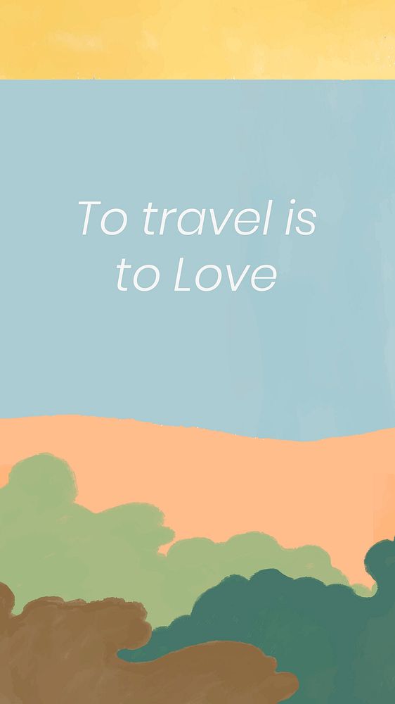 Seaside scenery instagram story template vector "To travel is to love"