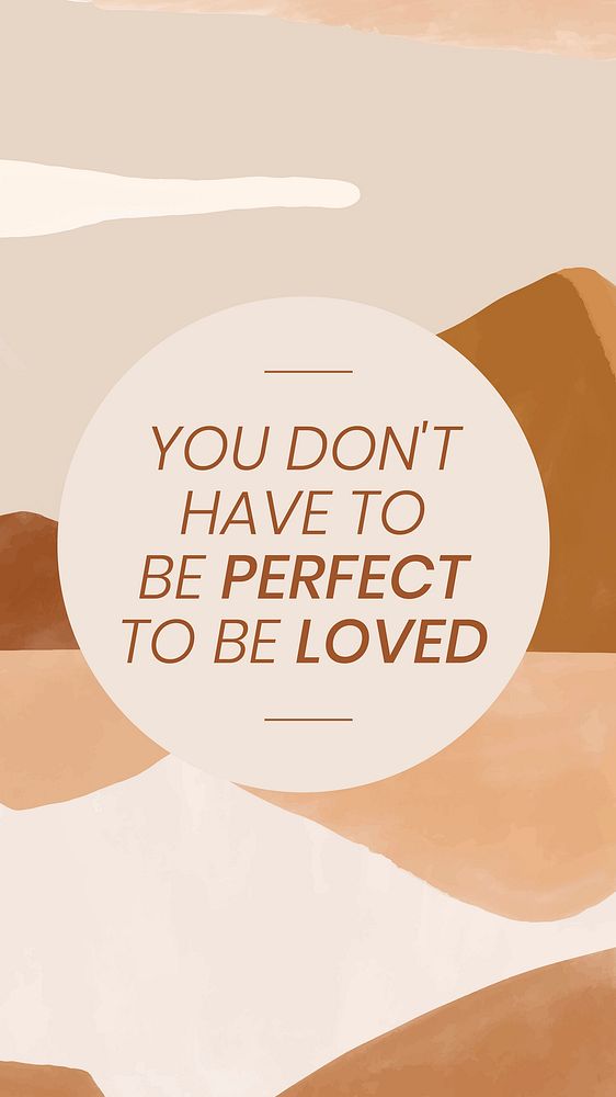 Watercolor landscape instagram story template vector "You don't have to be perfect to be loved"