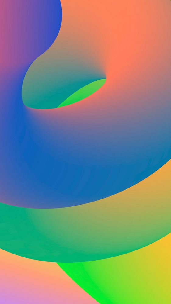 Blue aesthetic phone wallpaper, 3D twisted fluid shapes