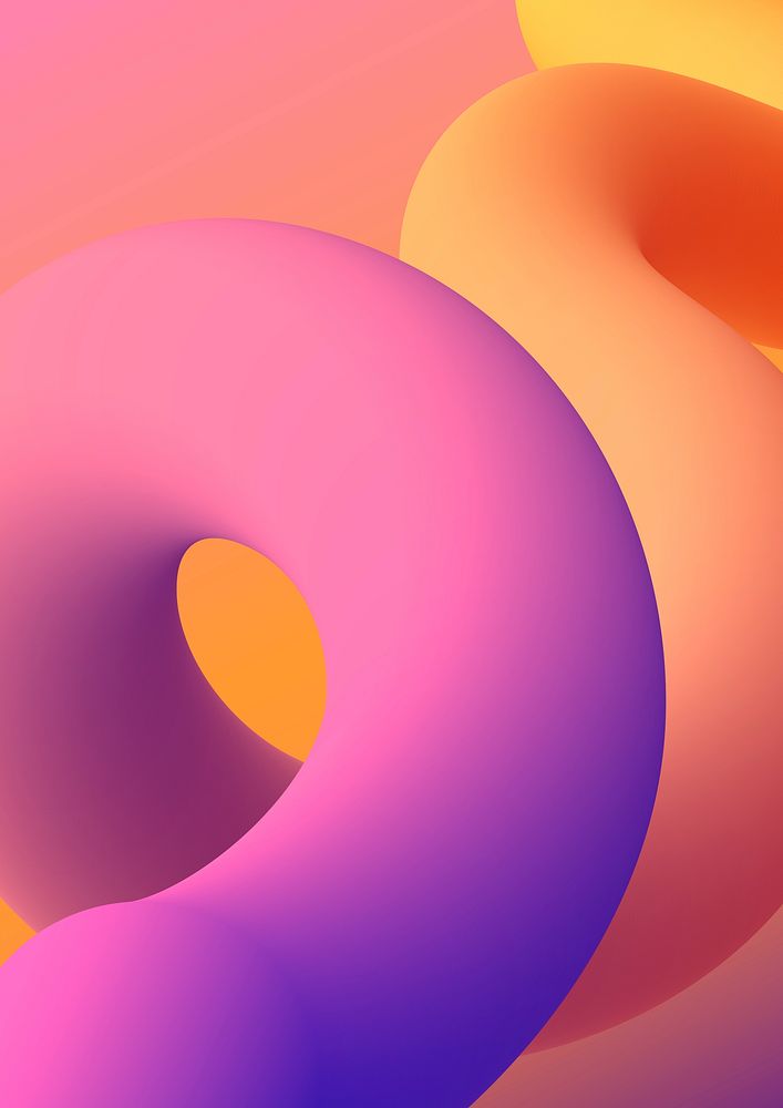 Pink aesthetic background, 3D twisted fluid shapes psd