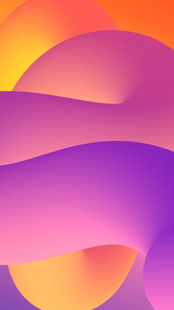 3D shapes mobile wallpaper, purple abstract gradient liquid shapes vector