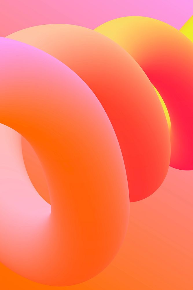 Aesthetic orange background, 3D gradient abstract shapes vector