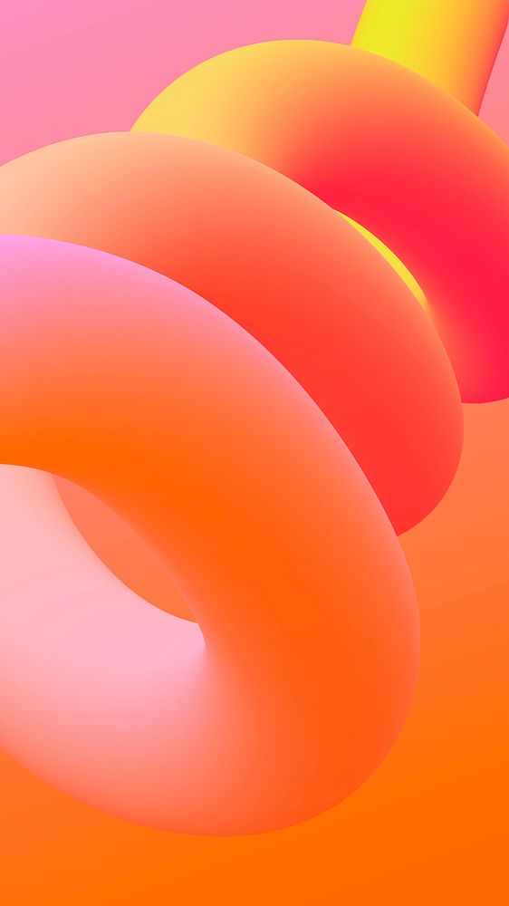 3D shapes iPhone wallpaper, orange abstract gradient liquid shapes vector