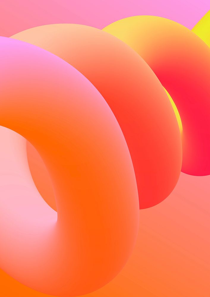 Orange 3D gradient background, colorful fluid shapes