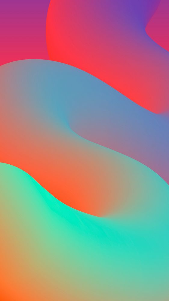 3D abstract iPhone wallpaper, green gradient liquid shapes