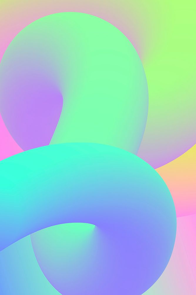 Aesthetic green background, 3D gradient abstract shapes