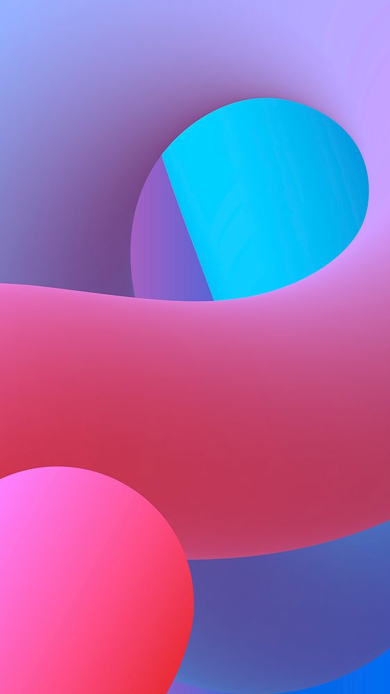 Colorful abstract phone wallpaper, 3D fluid shapes vector
