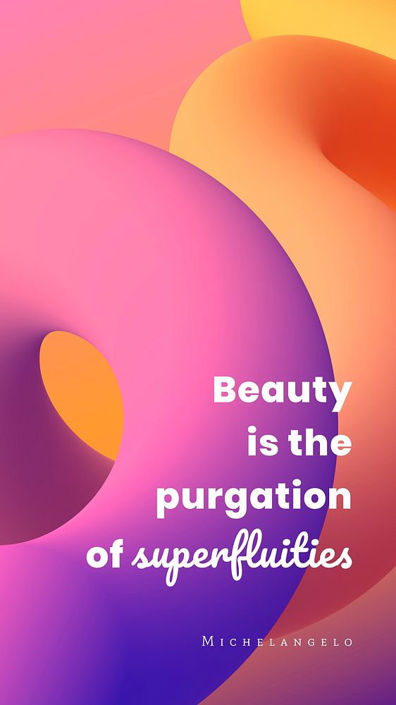 3D fluid mobile wallpaper template, pink abstract with inspirational quote vector
