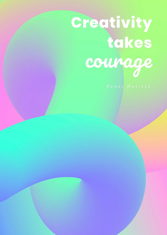 3D liquid poster template, color abstract with inspirational quote vector