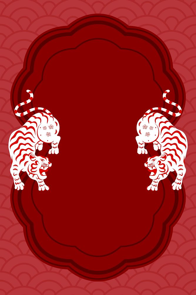 Chinese new year tiger frame background, animal horoscope psd