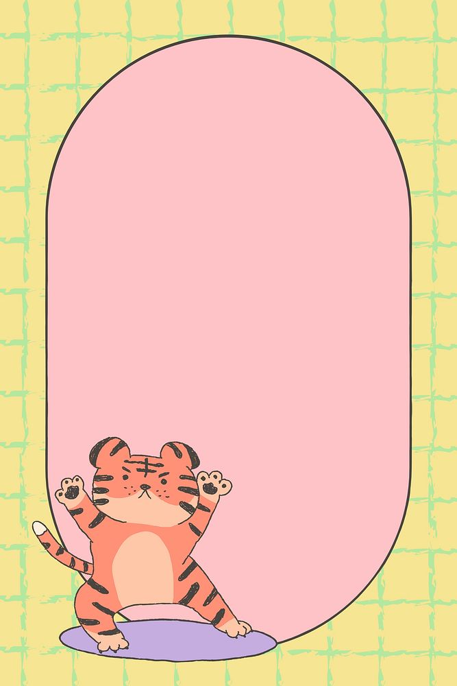 Pink tiger frame background, animal horoscope psd