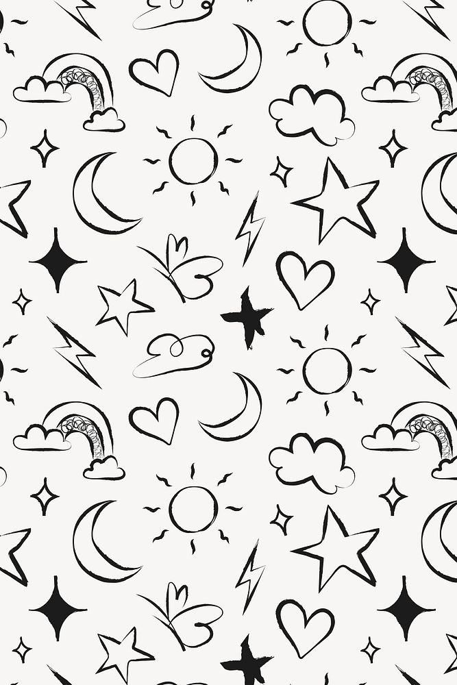 Weather pattern doodle background, cute | Premium Photo - rawpixel