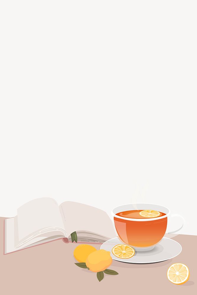 Lemon tea border collage element, cute cartoon illustration psd