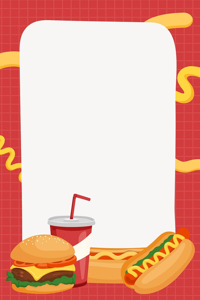 Fast food frame collage element, cute cartoon illustration vector