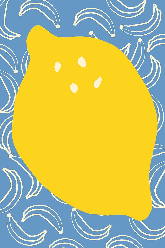 Lemon doodle frame background, cute fruit illustration