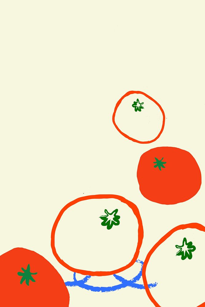 Tomato doodle background, cute fruit border