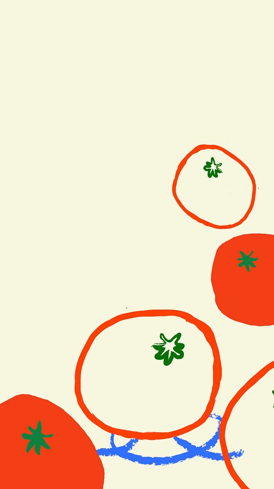 Tomato doodle phone wallpaper, cute border HD background