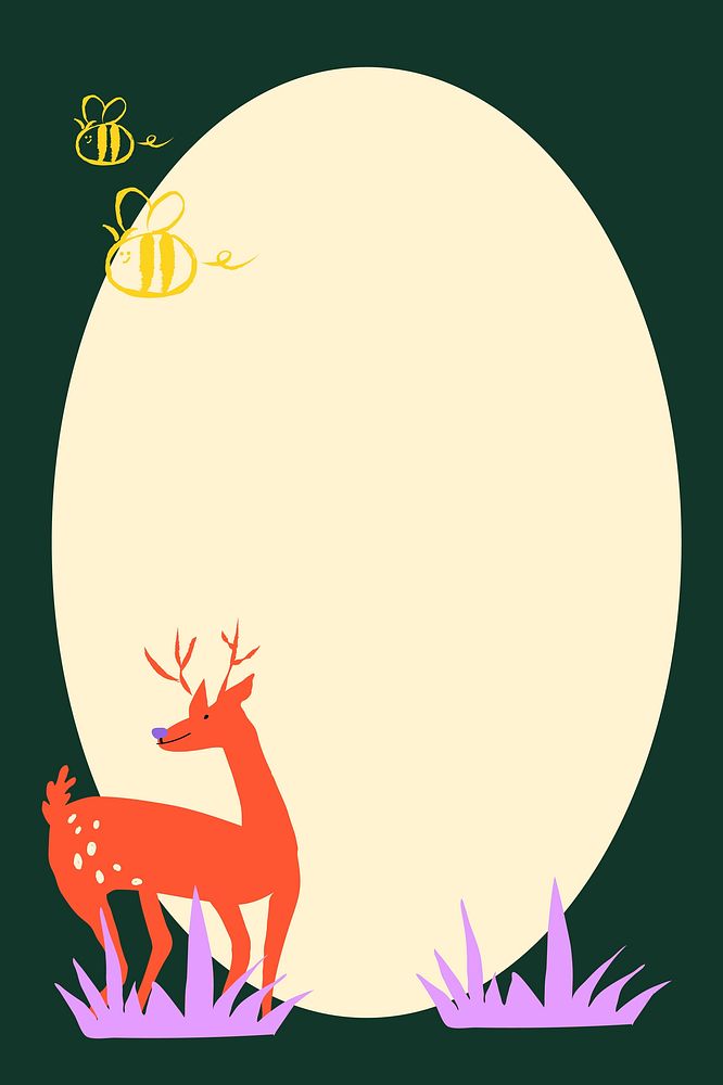 Animal, nature doodle frame background  vector