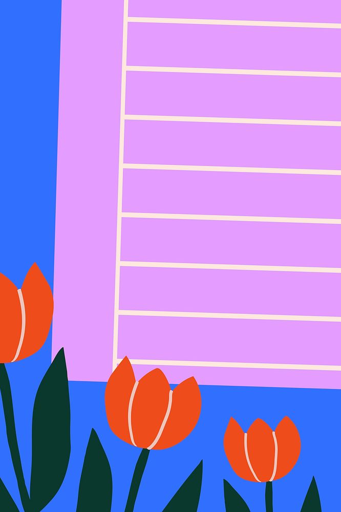 Spring background, tulip flower border frame vector