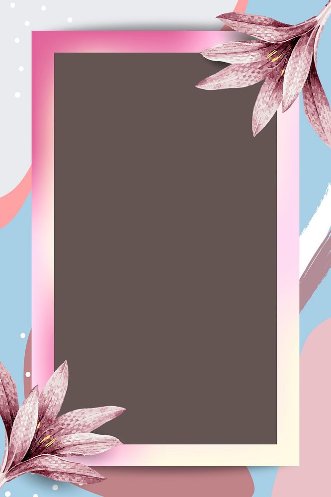 Memphis frame psd with pink flowers