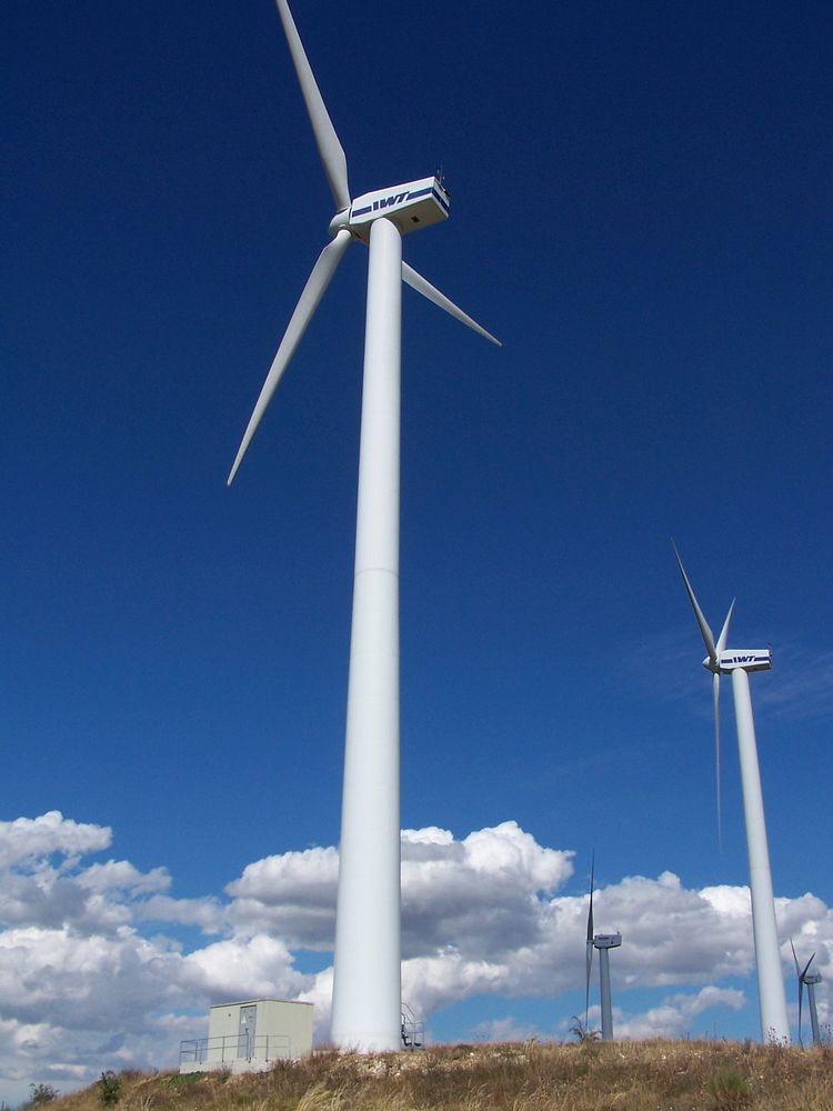 Wind turbines. Original public domain image from Wikimedia Commons