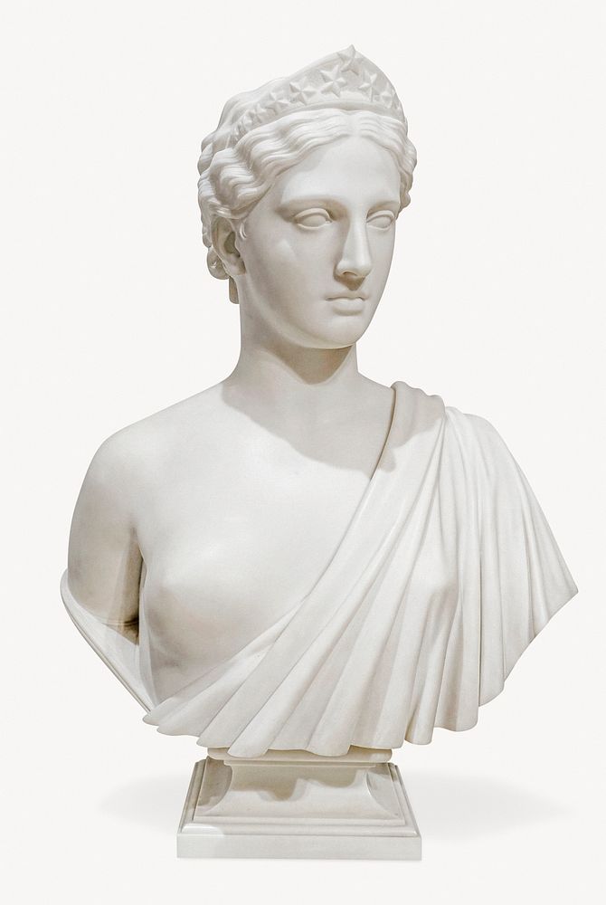 Diana Bust statue,  Greek  sculpture isolated image on white background