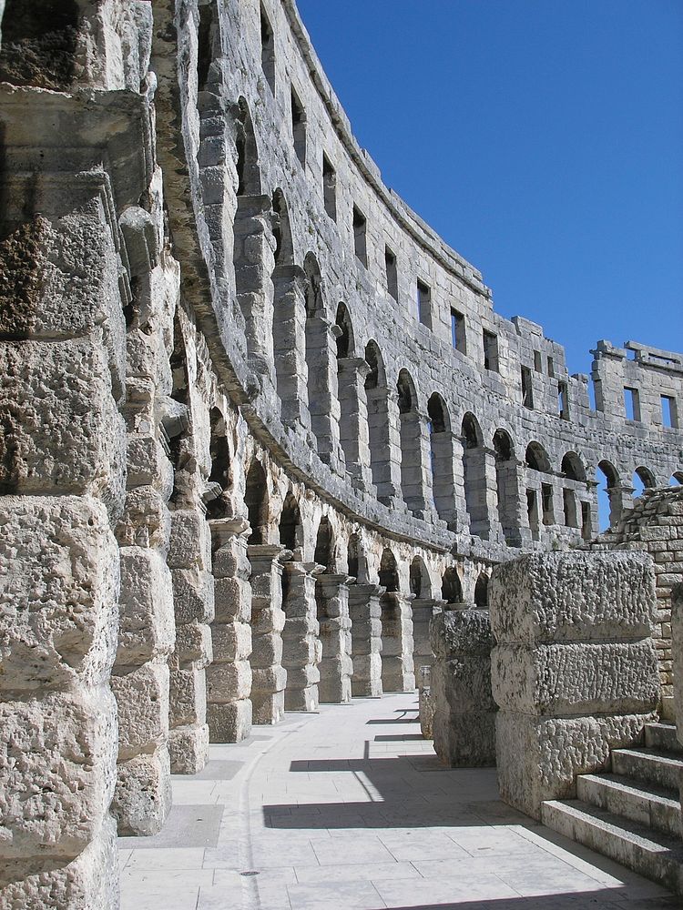 Inside Arena pula. Original public domain image from Wikimedia Commons
