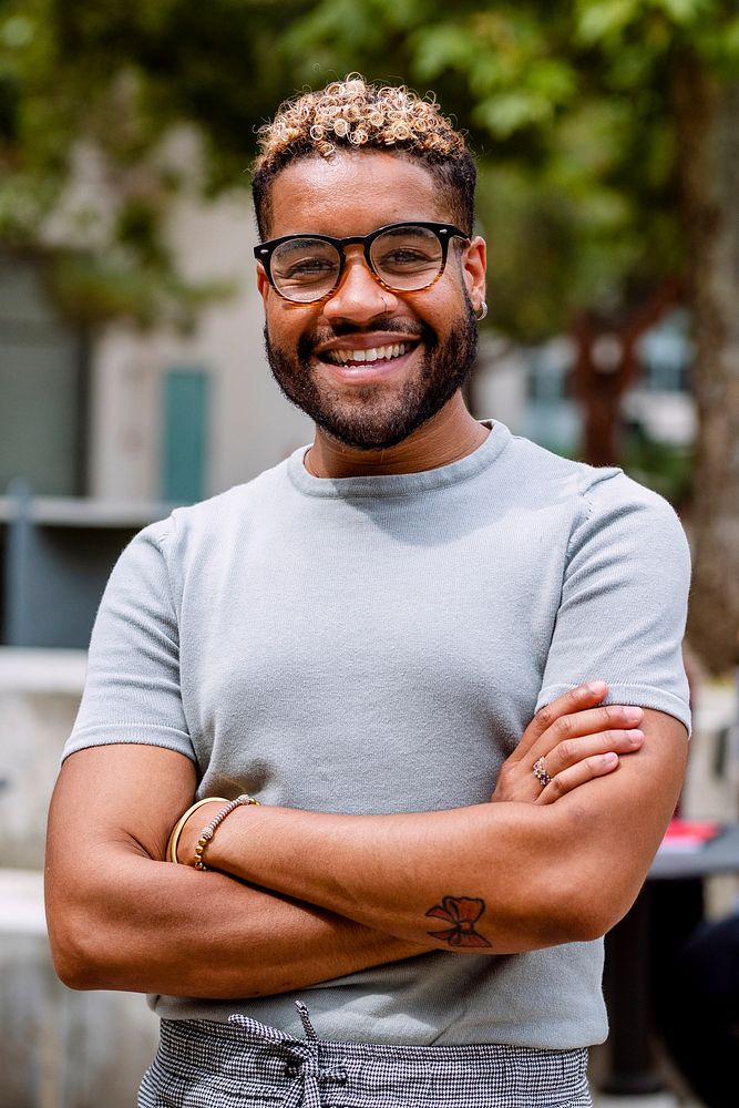 Handsome casual man with glasses and beard