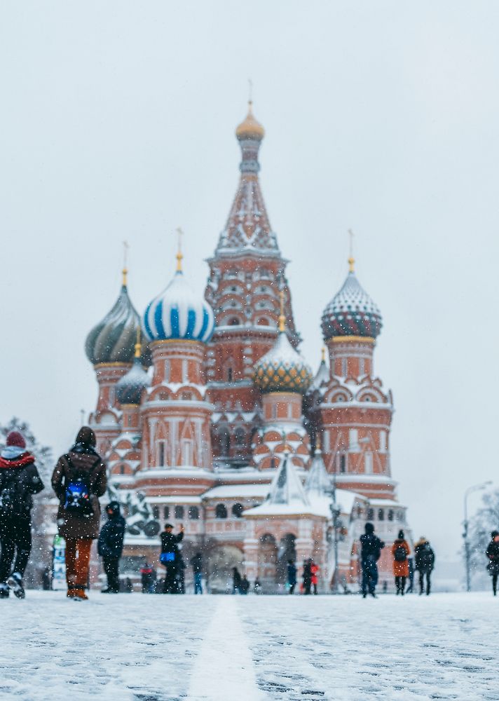 Saint Basil's Cathedral in winter, Moscow, Russia