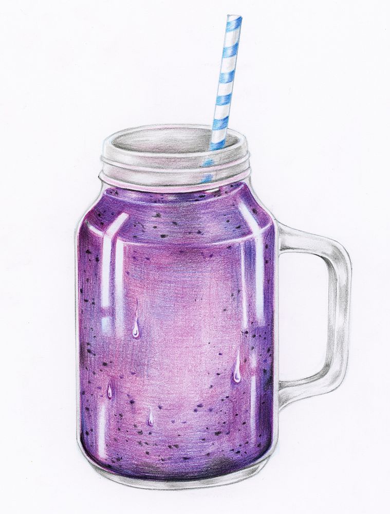 Illustration of fruit smoothie drink watercolor style