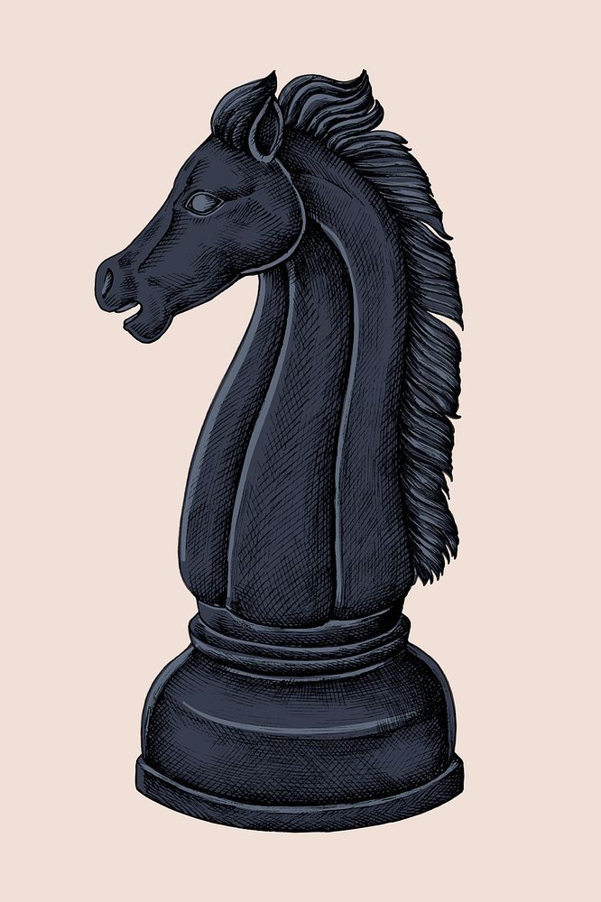 Hand drawn chess knight illustration