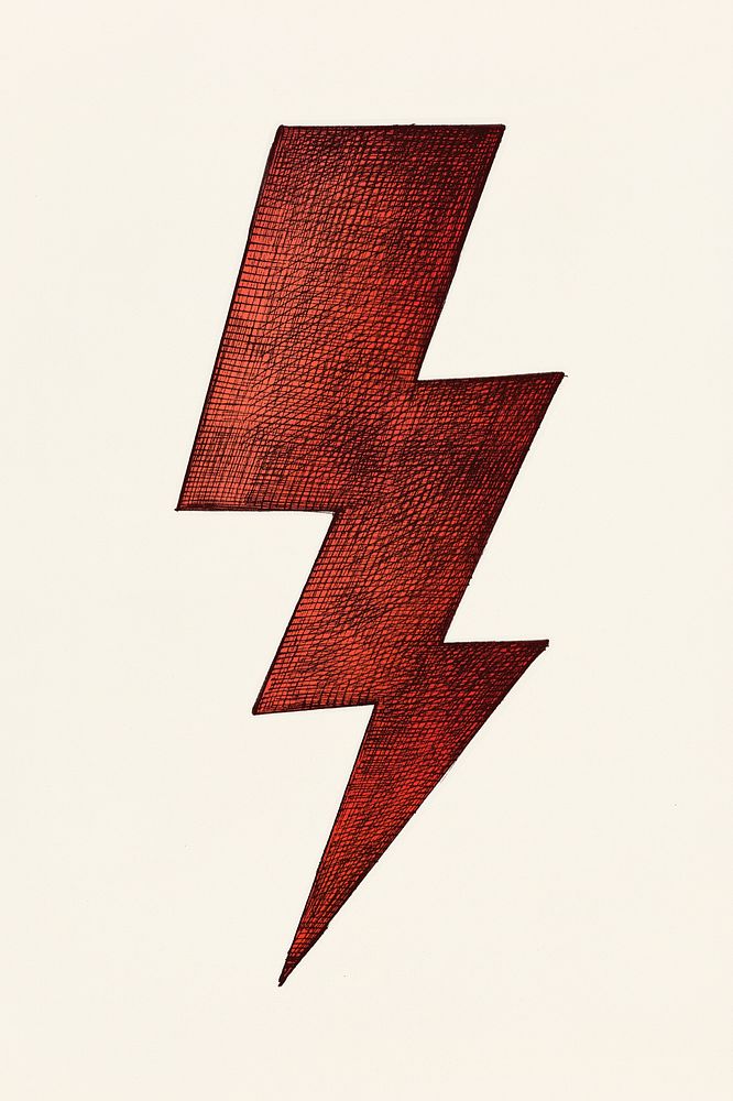 Hand drawn red lightning icon sticker