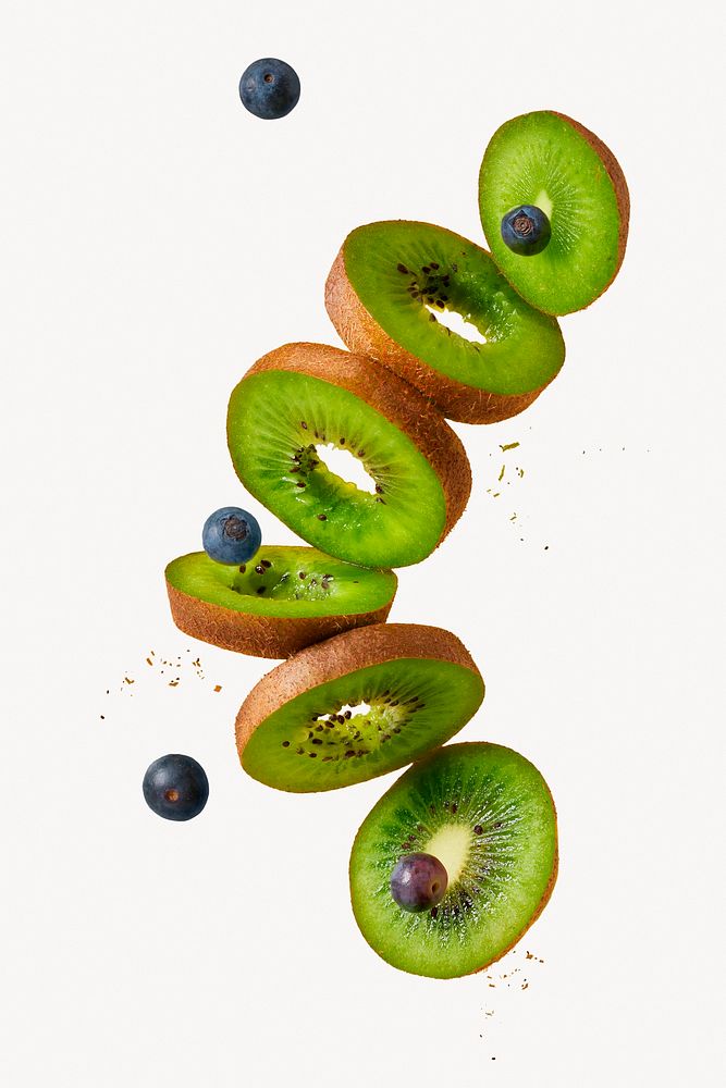 Kiwi slices, fruit isolated image