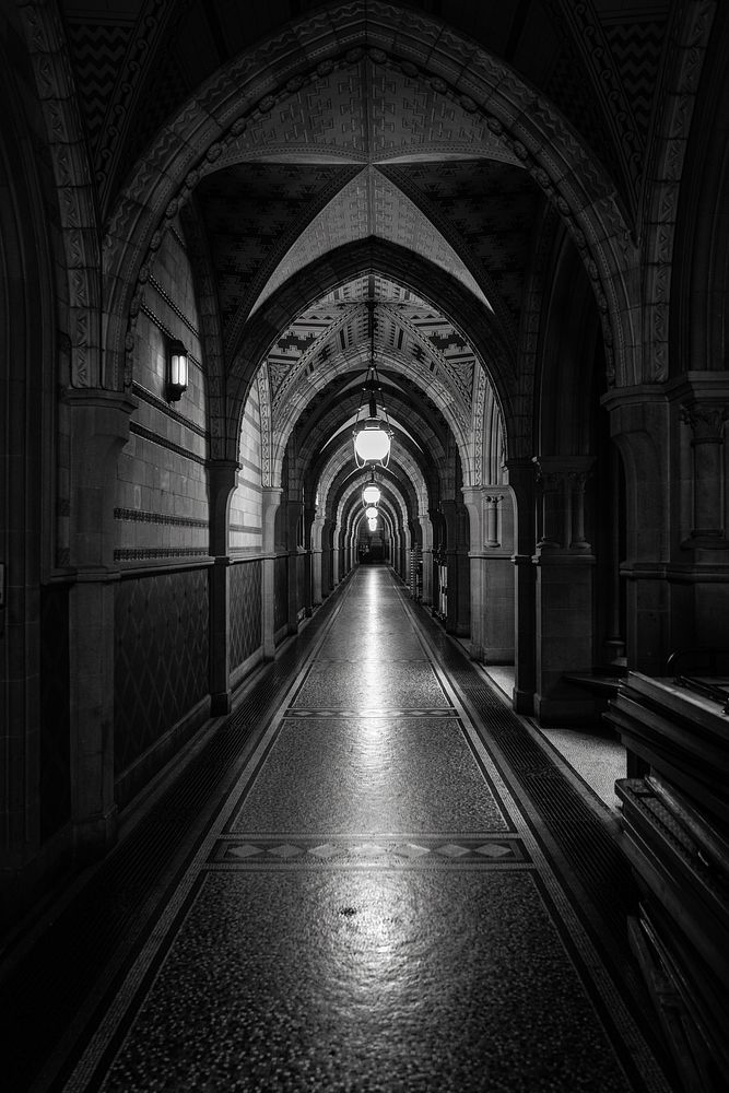 Corridors at Manchester Town Hall. Original public domain image from Flickr