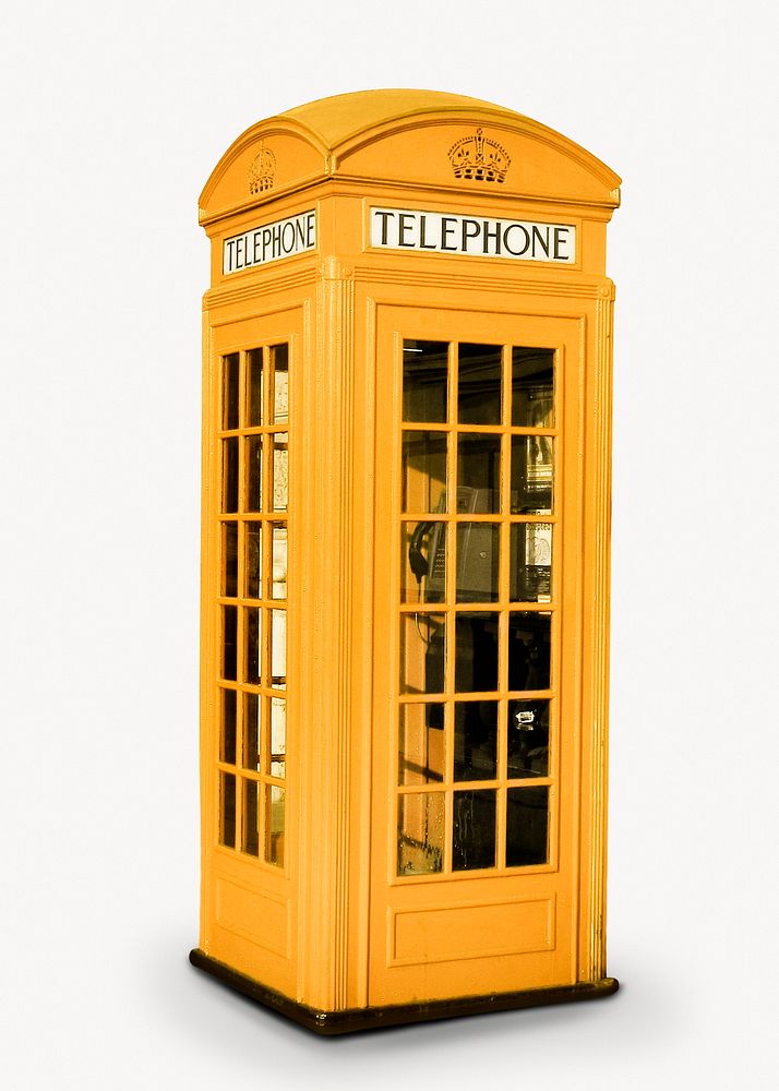 Telephone booth, public payphone isolated image