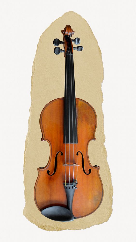 Violin ripped paper, musical instrument graphic